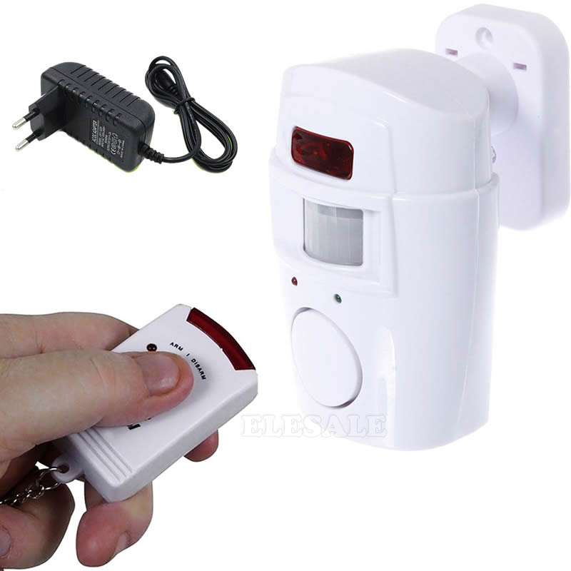 Home Security Systems Wireless - ワイヤレス PIR モーションセンサー検出器アラーム 2 リモコン電源アダプタ付き家庭用小屋ガレージキャラバン警報セキュリティシステム
