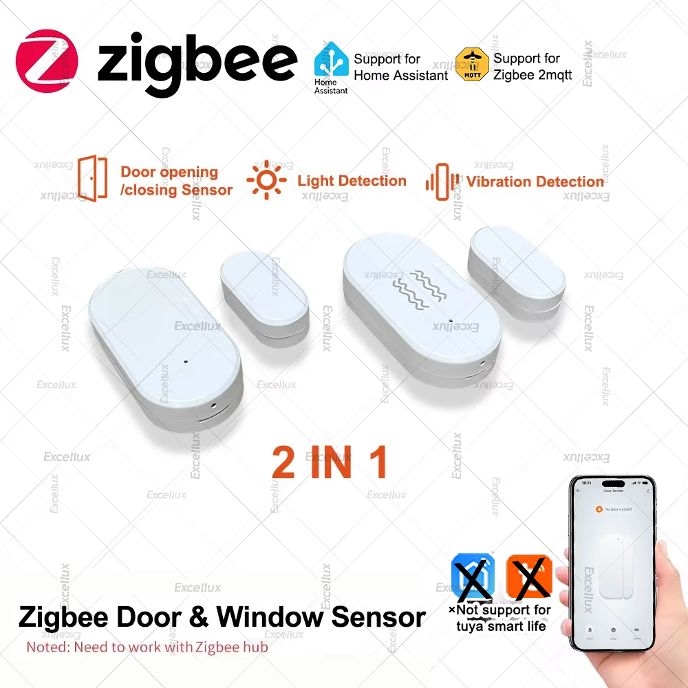 Home Security Door - Zigbee 3.0 ドア窓センサー輝度/振動センサースマートホームセキュリティ保護警報ドア開閉検出器