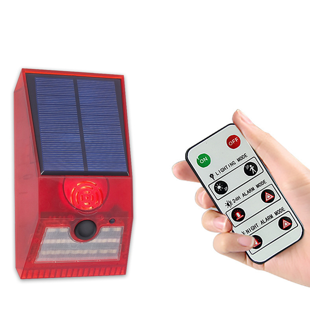 Home Security Outdoor - 多機能ソーラーアラームライト リモコン付きセキュリティアラーム パイロセンサー検出器 家庭用庭園屋外ウォールライト