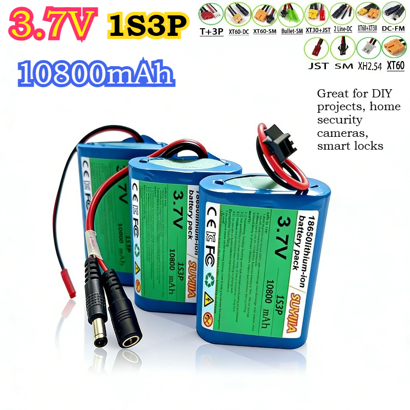 Home Security Robot - 3.7V 10800mAh 1S3P 18650 DIYプロジェクト、家庭用セキュリティカメラ、スマートロック用の新品リチウムイオン充電式バッテリーパック