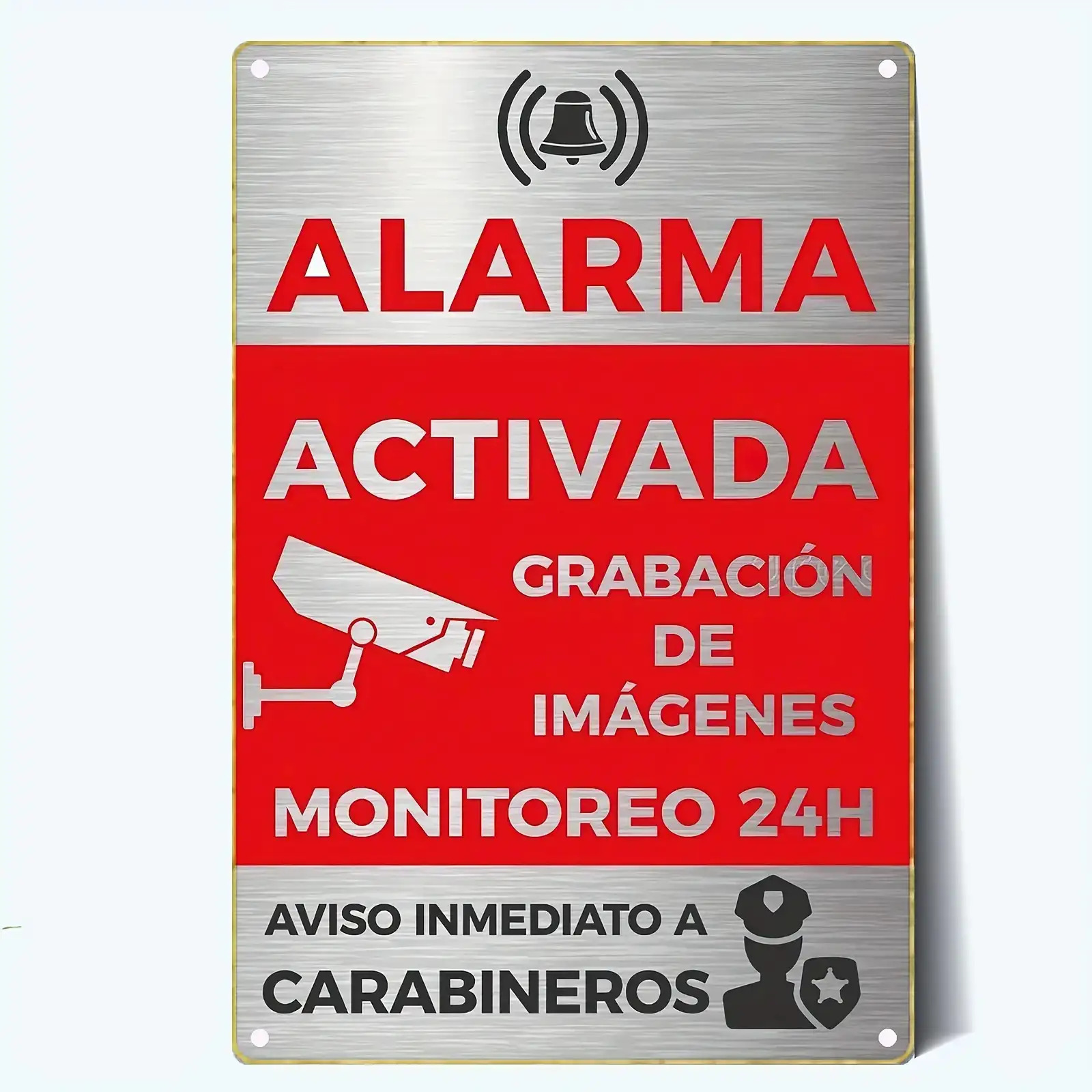 Home Security Logo - スペイン語のセキュリティアラームサイン「Alarma Activada」 - ヴィンテージ盗難防止警告装飾、ブリキ製壁掛けアラームシステムS