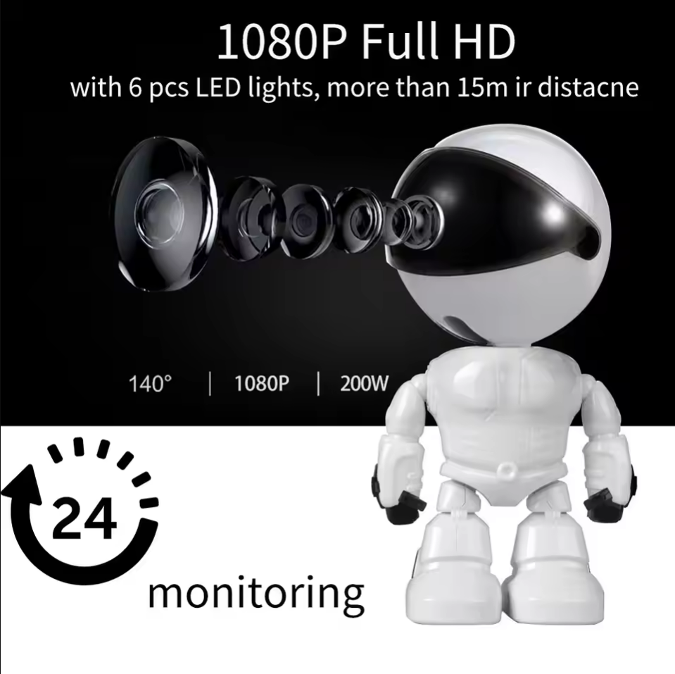 Home Security Robot - スマートロボット WiFi IPカメラ 1080P HD ベビーモニター＆ホームセキュリティ