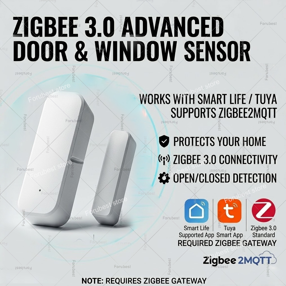 Home Security Systems Wireless - Tuya Zigbee ドア窓センサー スマートホームセキュリティアラーム ワイヤレス磁気接触検出器 ホームアシスタント経由アプリ制御