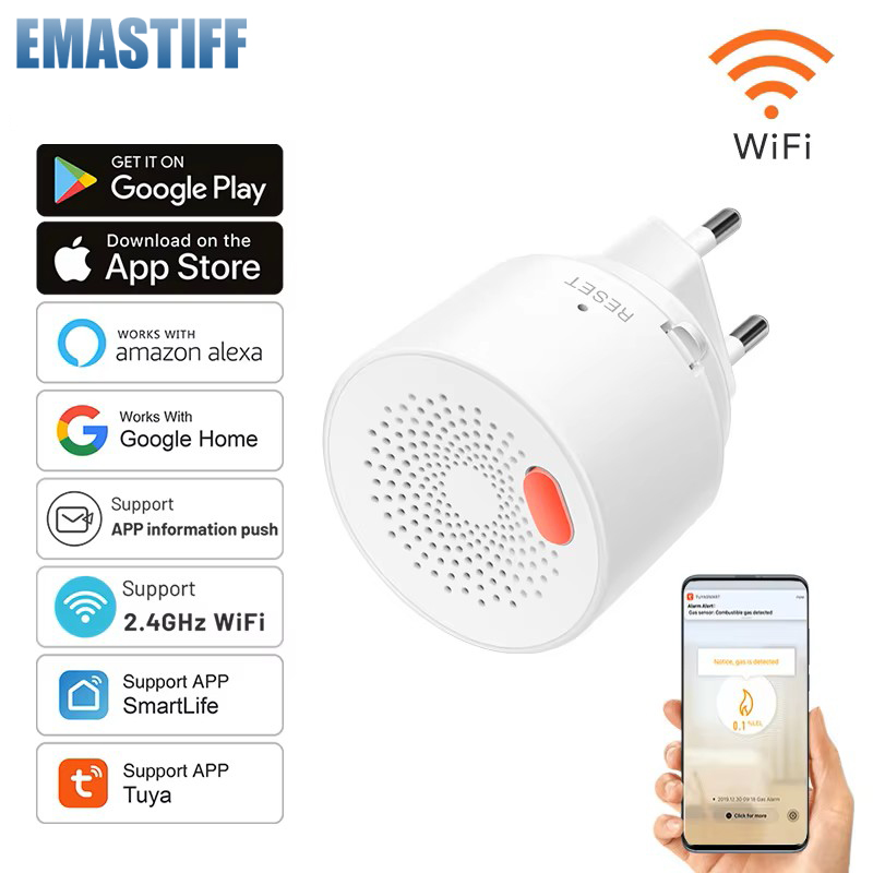 Home Security Gadgets - EU/US/UK Tuyaスマートホーム 2.4G Wifi 天然ガスセンサー 可燃性ガス