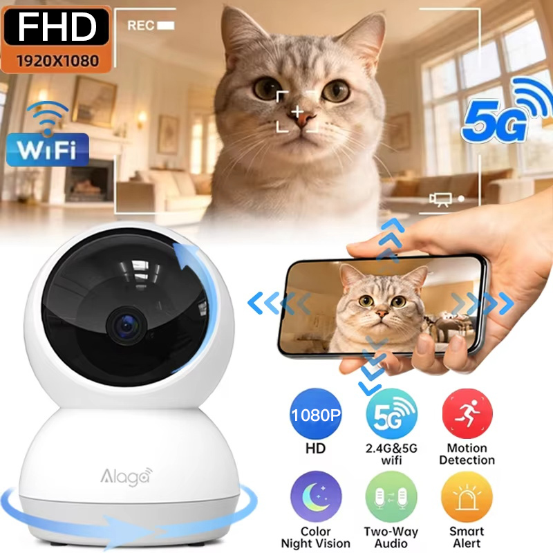 Home Security Ai - スマートWiFiセキュリティカメラ デュアルバンド5G/2.4GHz屋内ワイヤレス監視カメラ 1080P、双方向音声AI検知セキュリティベビーモニター