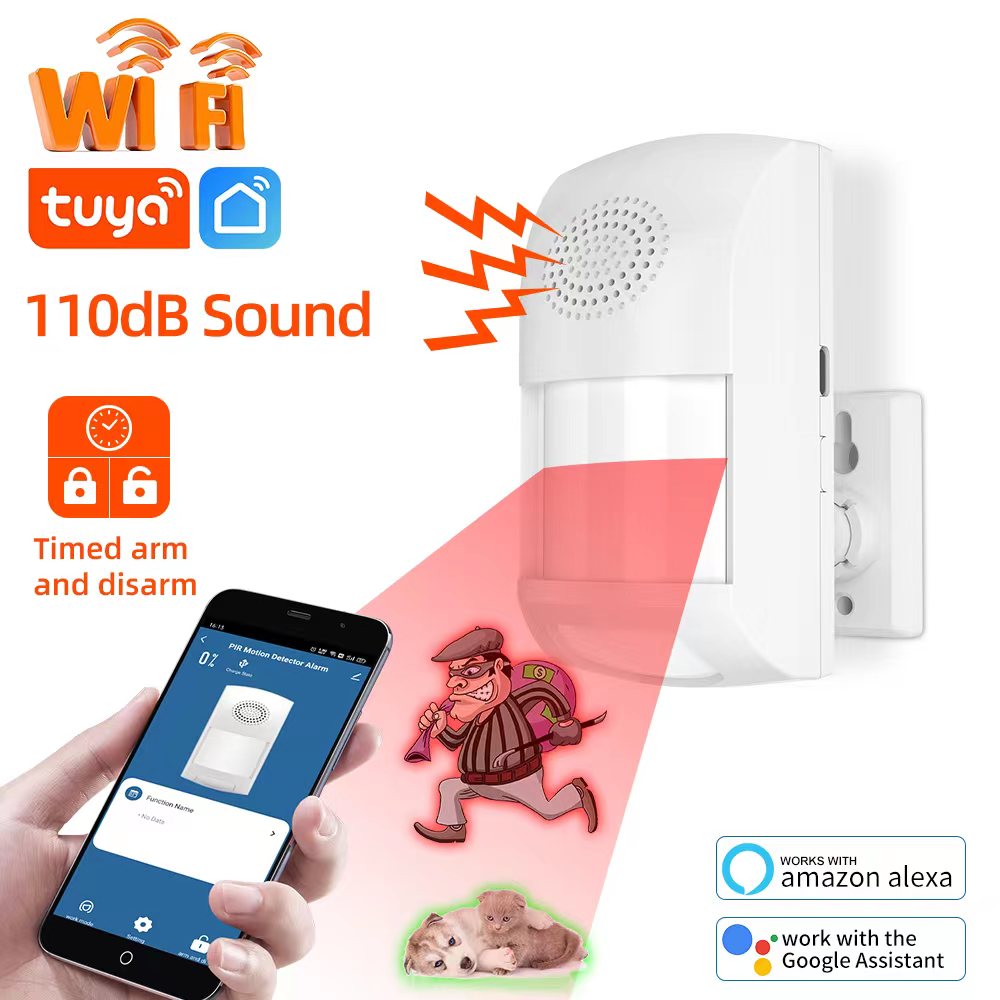 Home Security Gadgets - Tuya-モーションセンサー付きインテリジェント赤外線モーション検出器,セキュリティ保護,プレゼンス検出,効果音,alexaで動作
