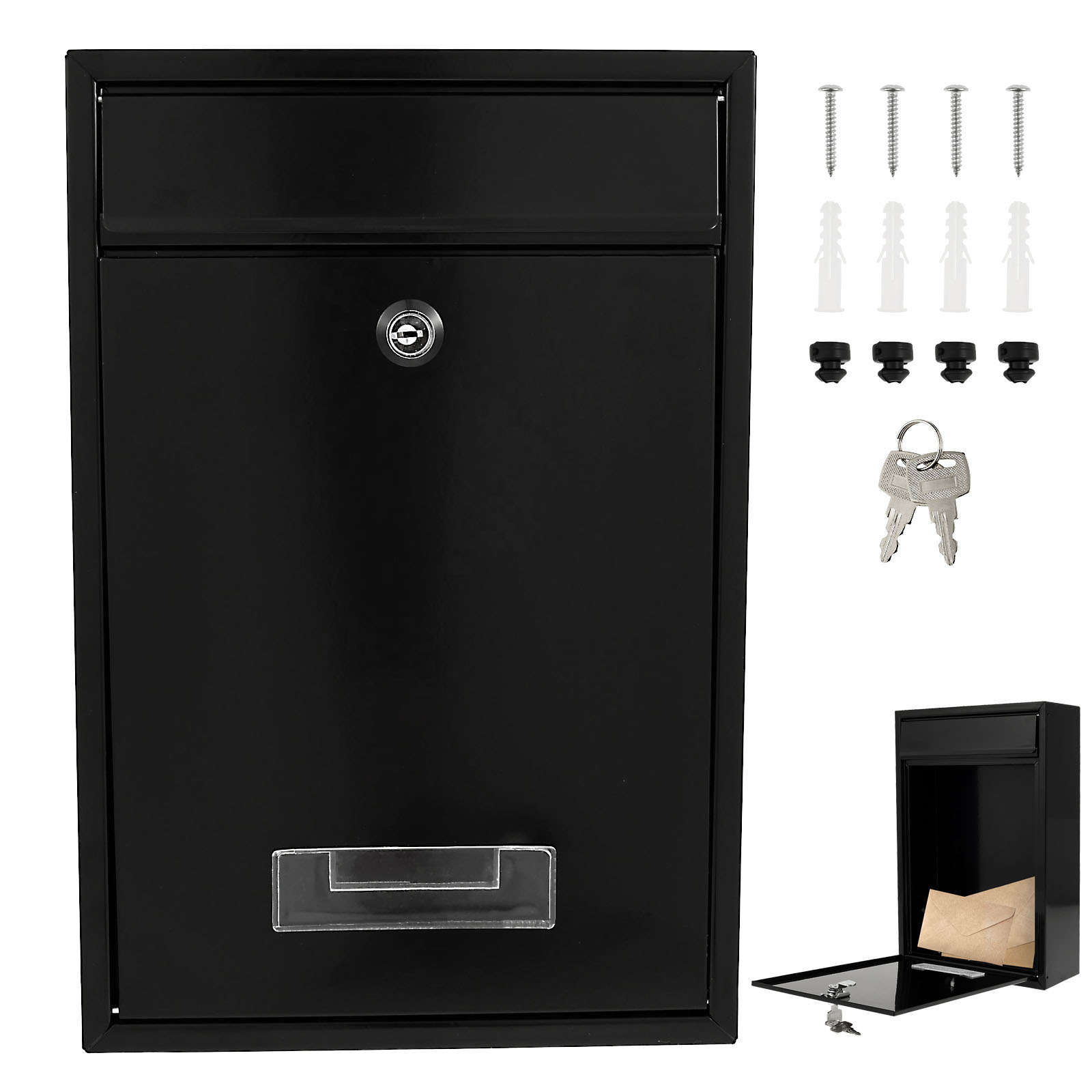 Home Security Key Box - 金属製ウォールマウントメールボックス屋外メールボックス2キー付き耐候性ロック可能なセキュリティポストボックス配送レターボックス家庭用