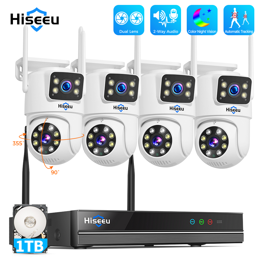 Home Security Camera - Hiseeu 6MP WiFiデュアルレンズカメラセキュリティシステムキット 3K IPカメラ 10CH