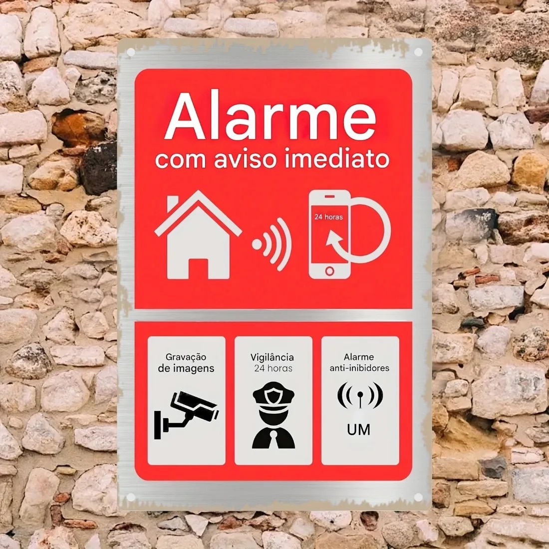 Home Security Logo - 2Dフラットヴィンテージ防犯メタルサイン、素朴な防犯壁装飾（自宅のパティオやポーチ用）