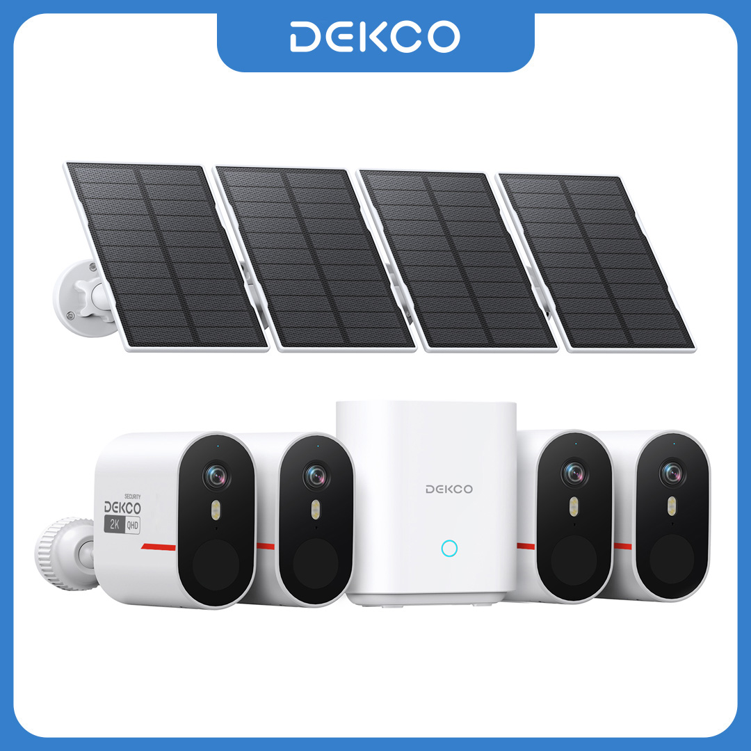 Home Security Systems Wireless - Dekco 3MP WiFiソーラーカメラシステム 4カメラキット 屋外ワイヤレスホームセキュリティカメラ カラーナイトビジョン