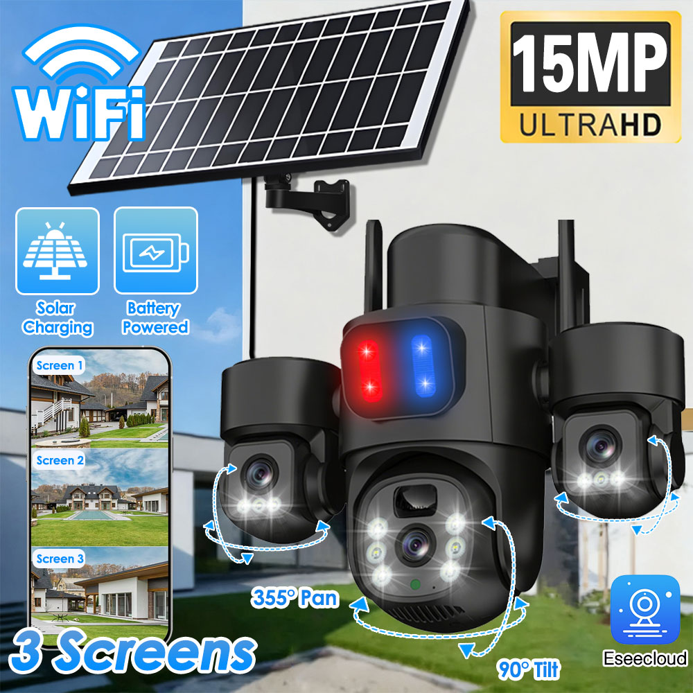 Home Security Outdoor - WIFI ソーラー PTZ カメラ屋外 15MP 3
