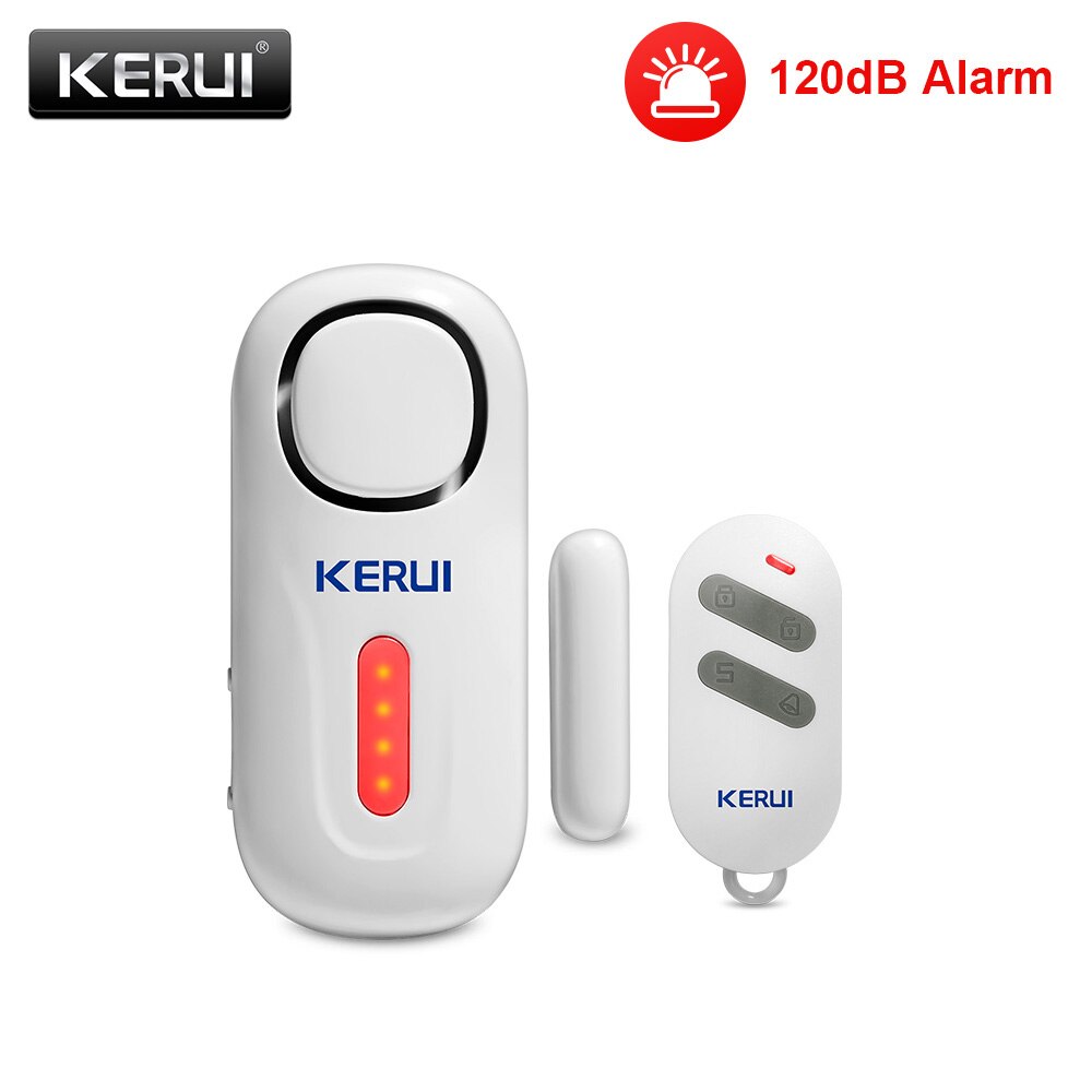 Home Security Systems Wireless - Kerui-ワイヤレスドアおよびウィンドウエントリセキュリティバーラーセンサー、120db、磁気アラーム、スマートホームガレージシステム、リモコン、LEDライト