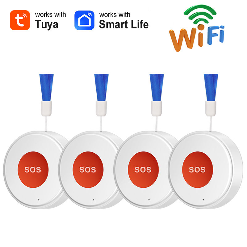 Home Security Gadgets - スマートライフアプリ WiFi SOS緊急ボタン Tuyaホームセキュリティ 高齢者/子供向け ワンクリックコールヘルプアラーム