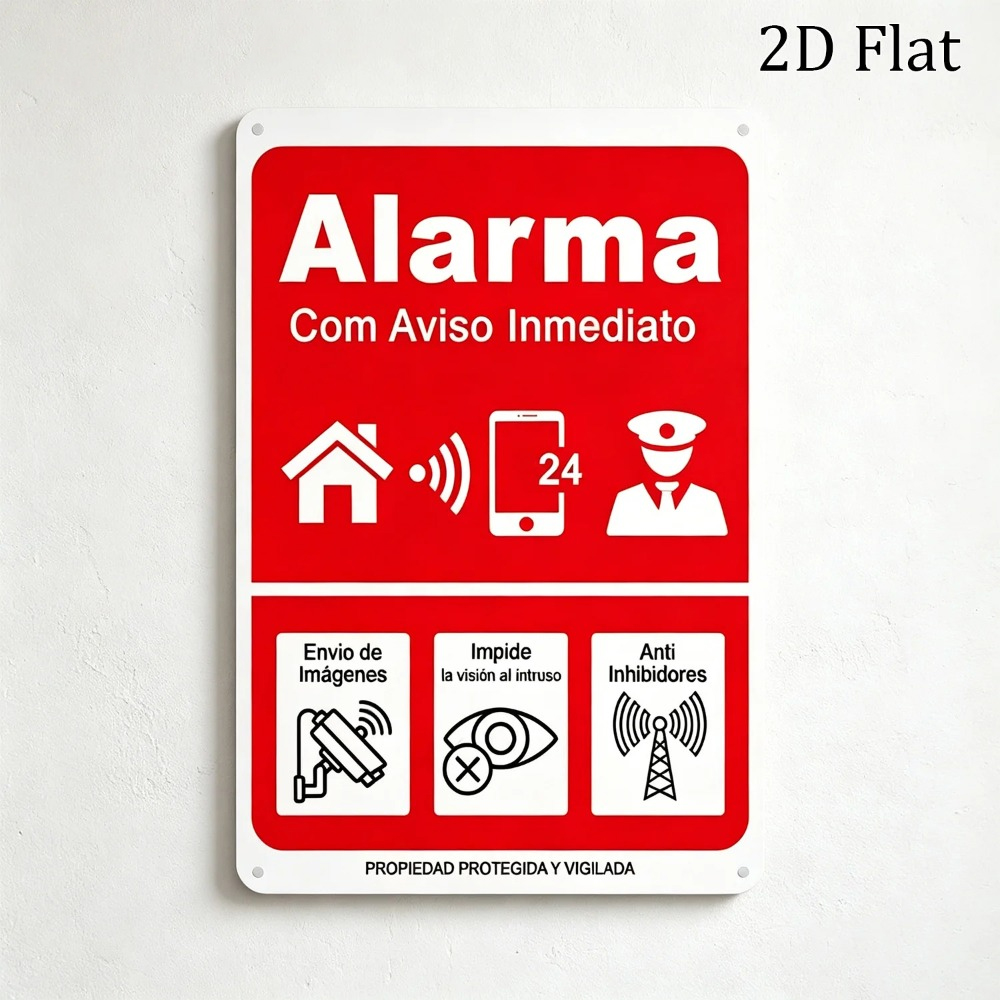 スペイン語警報システムメタルブリキ看板、ホームセキュリティ警 - Home Security Logo のレビューと価格