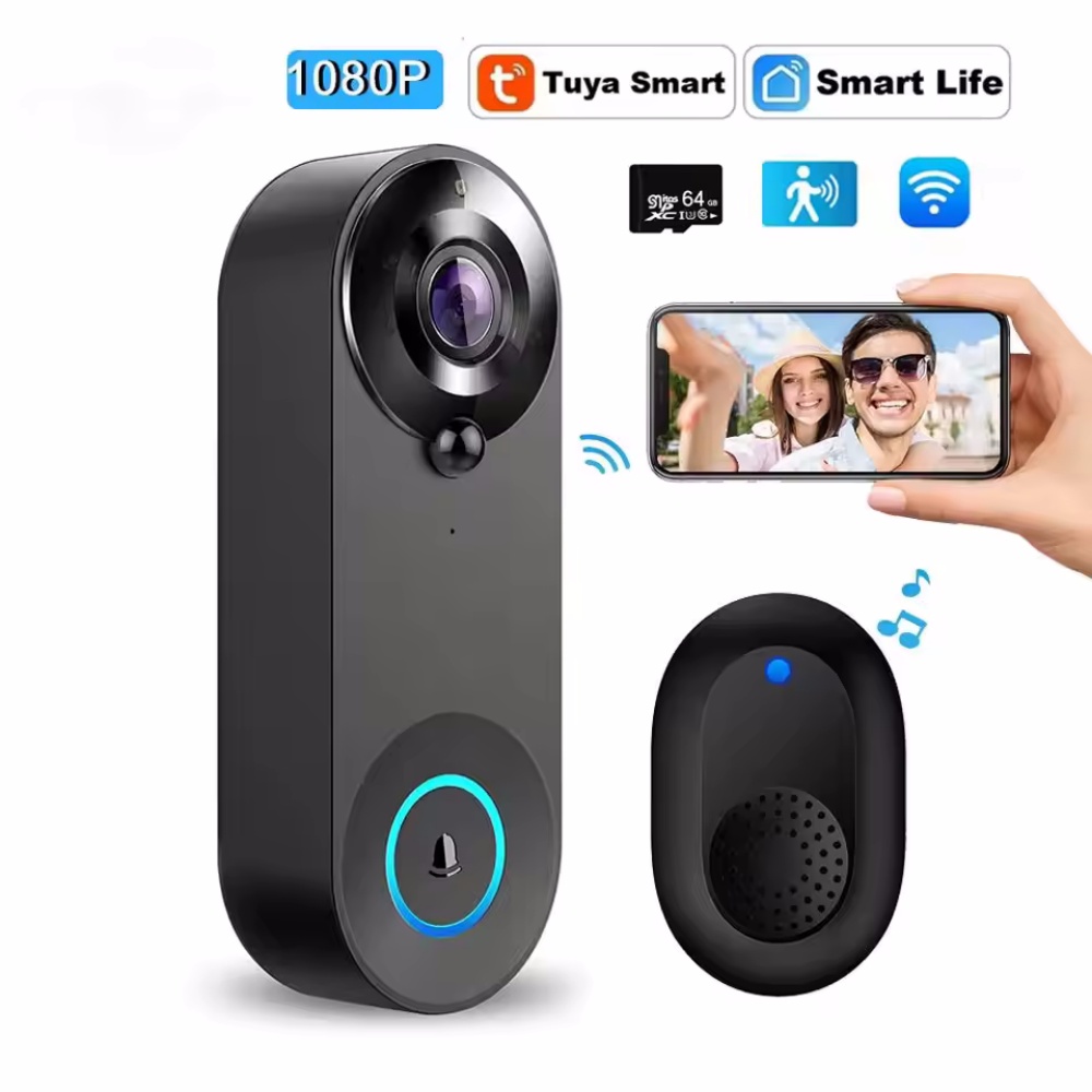 Tuya 1080P ワイヤレス WIFI ドアベルビデオイ - Home Security Lidar のレビューと価格