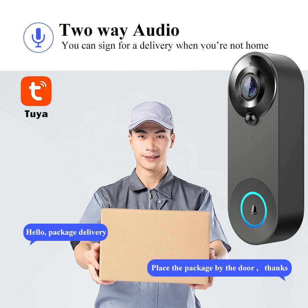 Tuya 1080P ワイヤレス WIFI ドアベルビデオイ - Home Security Lidar のレビューと価格