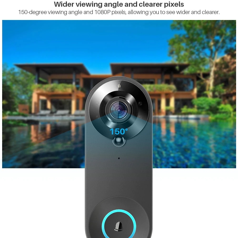 Tuya 1080P ワイヤレス WIFI ドアベルビデオイ - Home Security Lidar のレビューと価格