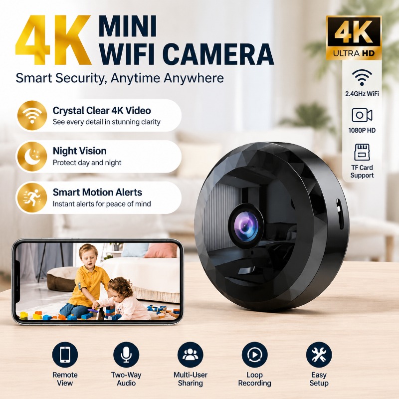4KミニWiFiカメラ ワイヤレスセキュリティHDベビーモニ - Home Security Ai のレビューと価格