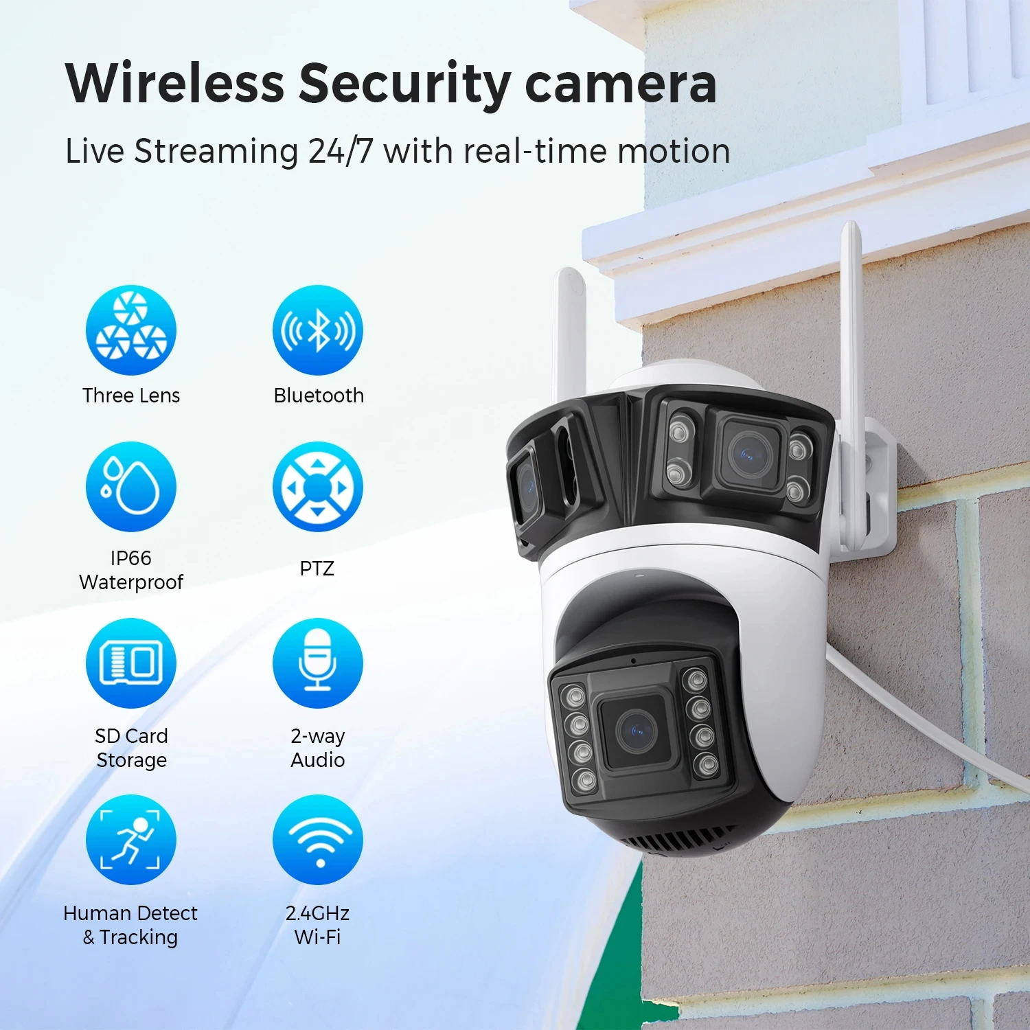 6K 12MP HD 3レンズ屋外カメラセキュリティWifi - Home Security Ai のレビューと価格