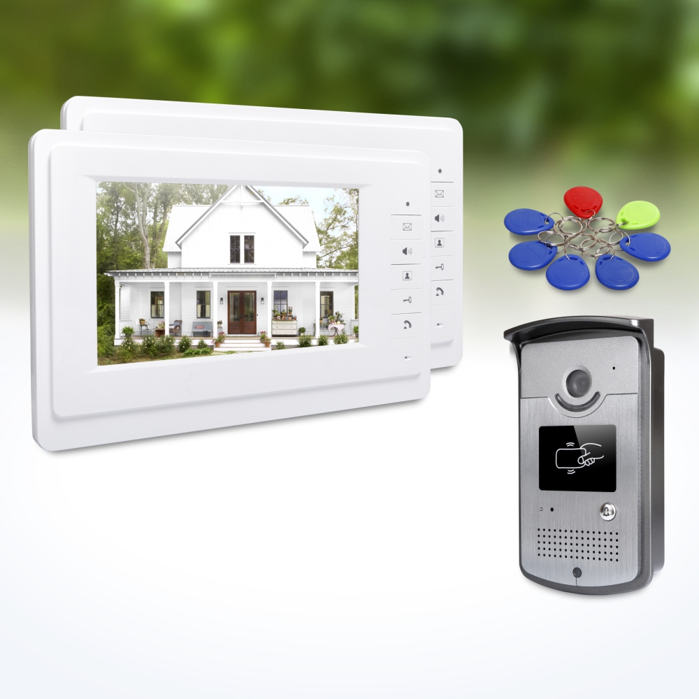 1台の屋外カメラ、2台の屋内モニター、7インチビデオドアホン - Home Security Video Systems のレビューと価格