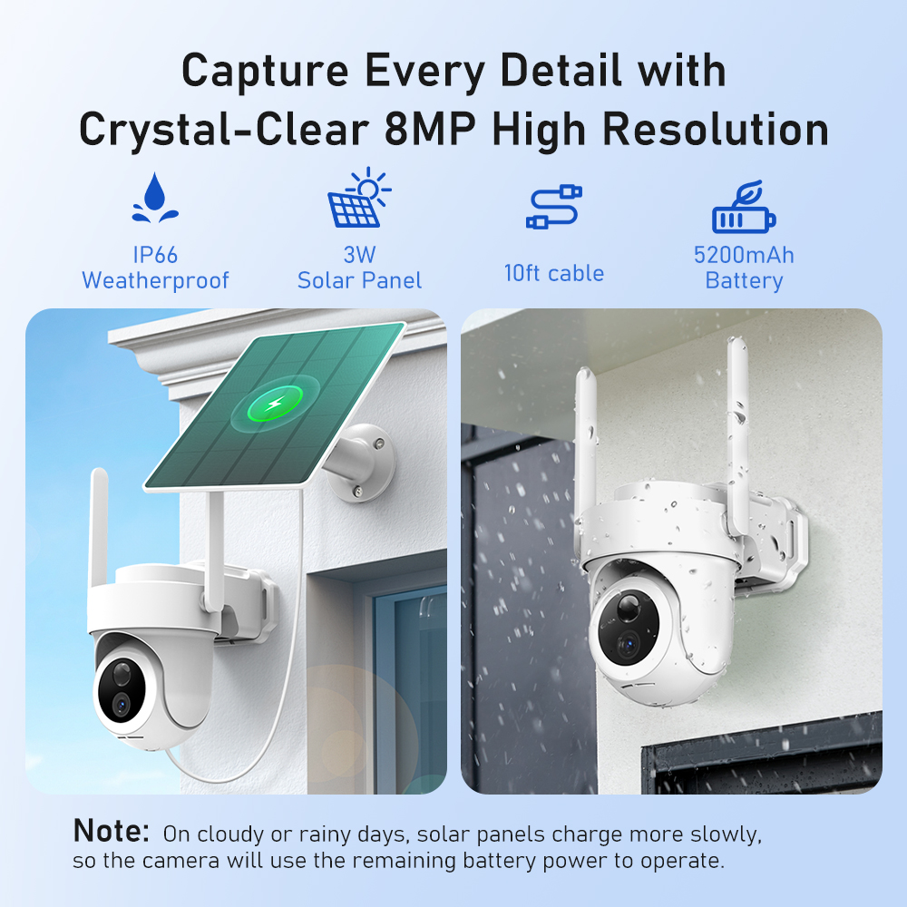 8MP 4Kソーラーカメラシステム 4カメラキット ワイヤレ - Home Security Ai のレビューと価格