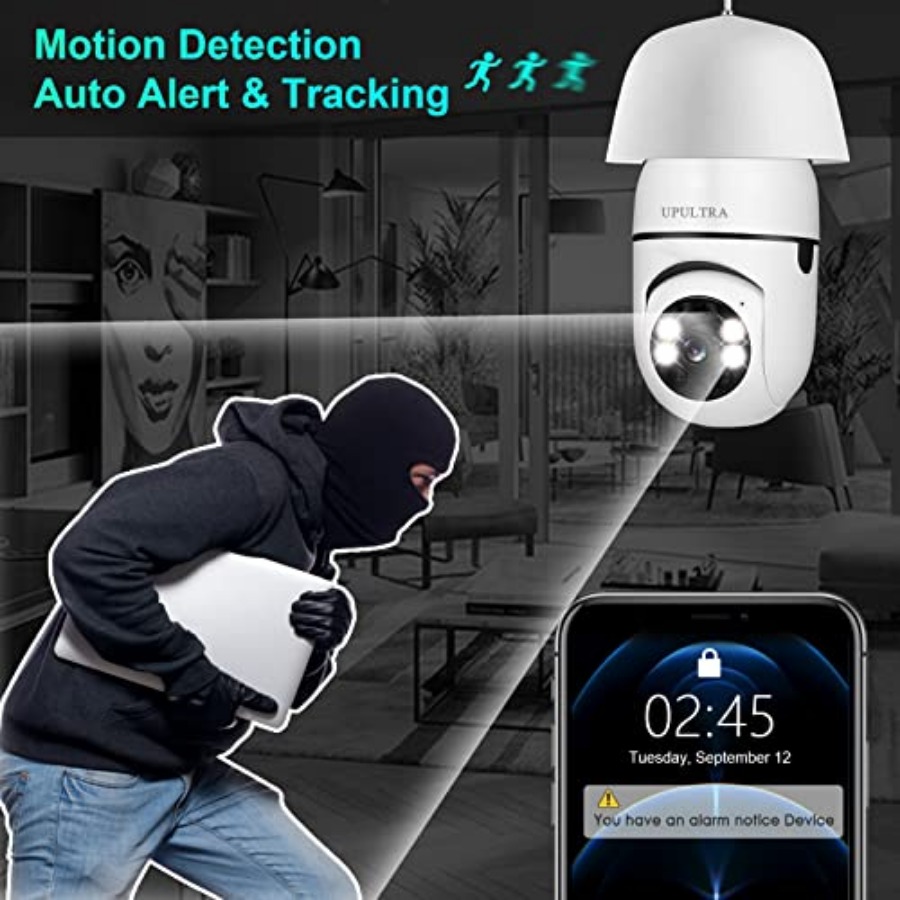 電球型1080PセキュリティワイヤレスカメラWifiスマート - Home Security Camera のレビューと価格