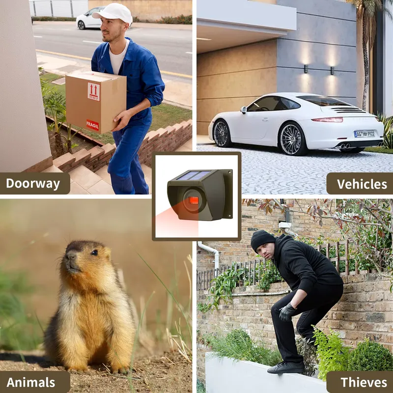 屋外ソーラー発電式ワイヤレス私道警報システム、PIRモーショ - Home Security Systems Wireless のレビューと価格