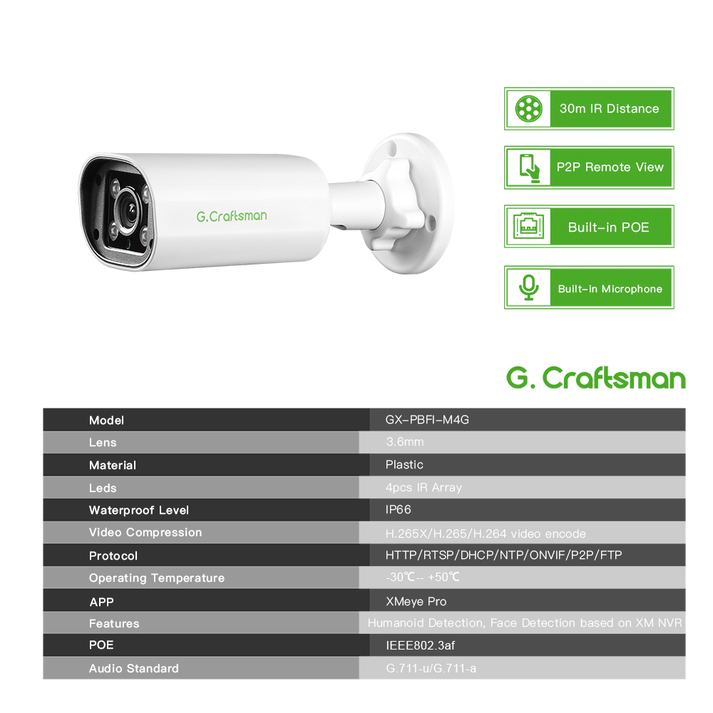 C GC PB 4MP POE IPカメラ、内蔵マイク、モー - Home Security Camera のレビューと価格