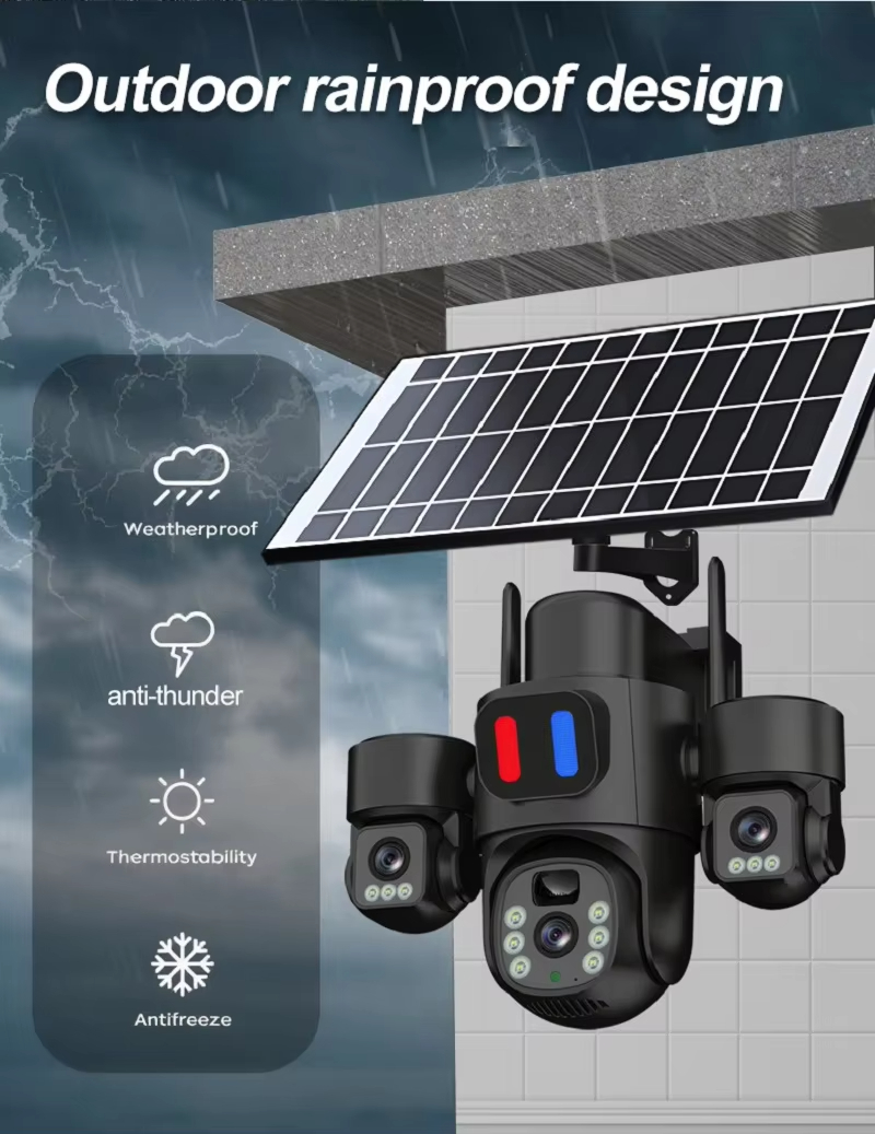 WIFI ソーラー PTZ カメラ屋外 15MP 3 レンズ - Home Security Outdoor のレビューと価格