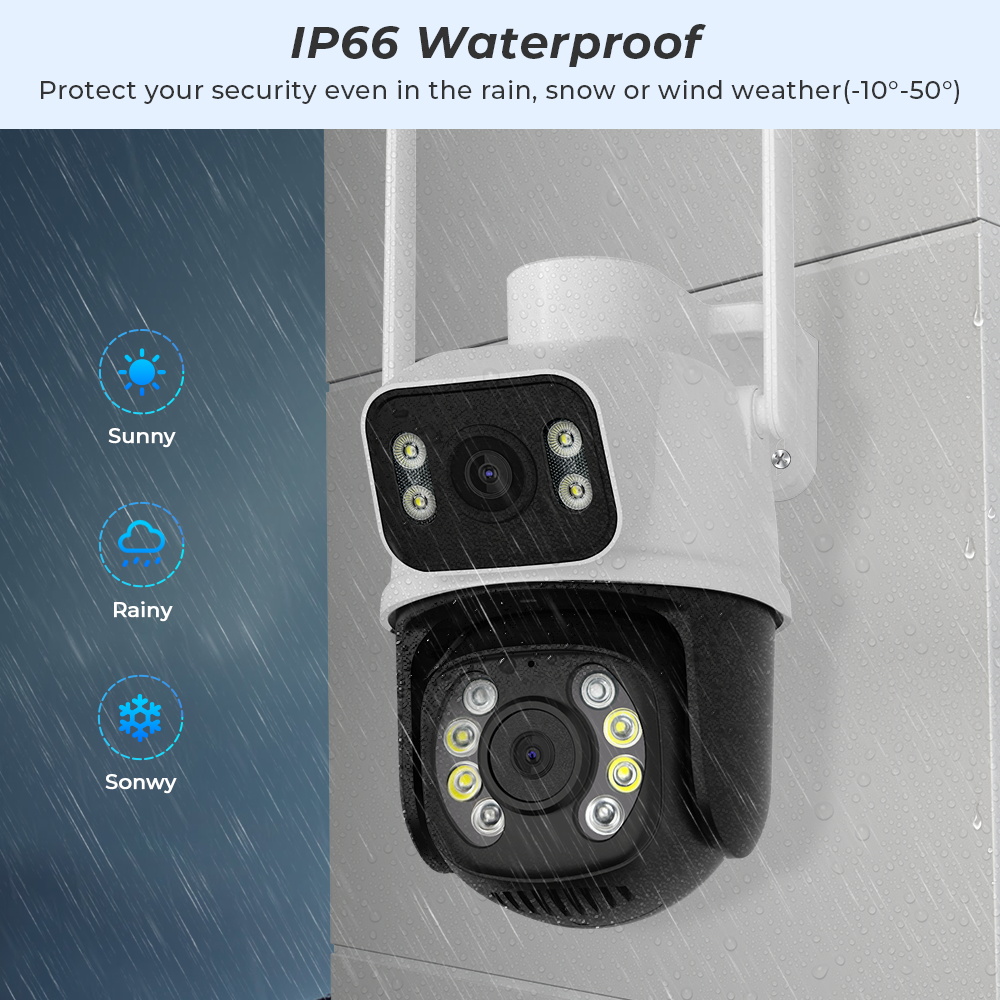 8MPデュアルレンズ屋外WiFi PTZカメラ iCSee  - Home Security Ai のレビューと価格