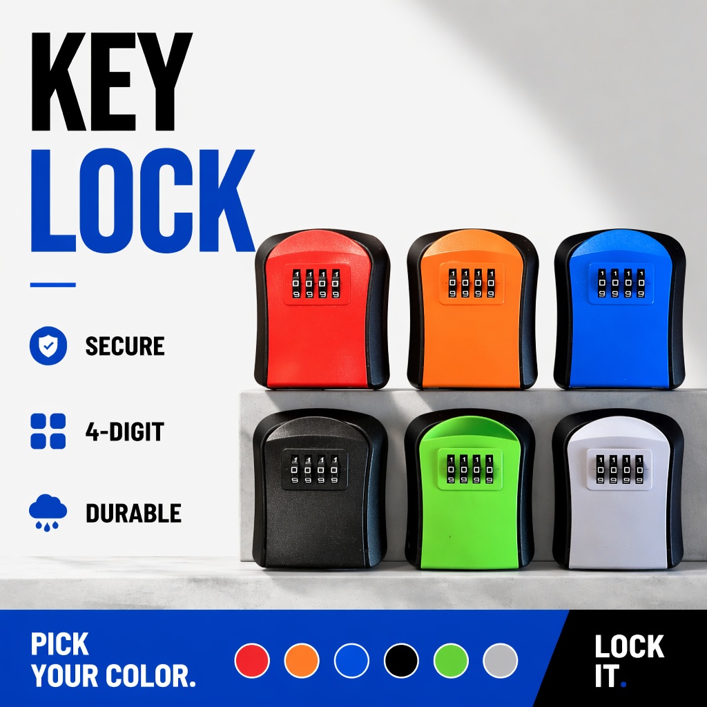 壁掛け防水キー収納ボックス厚みのあるABS盗難防止4桁ロック - Home Security Key Box のレビューと価格